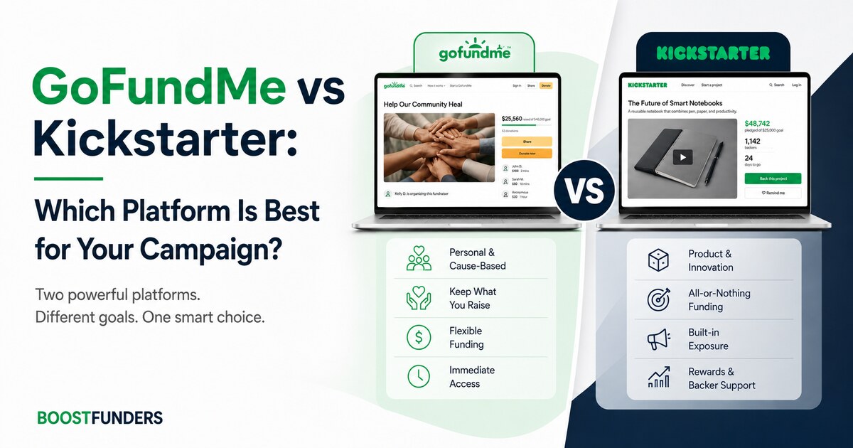 GoFundMe vs Kickstarter comparison: donation-based versus rewards-based crowdfunding platforms